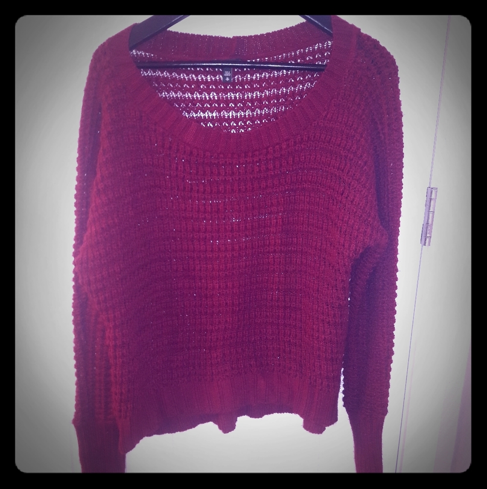 EXPRESS burgundy crochet sweater